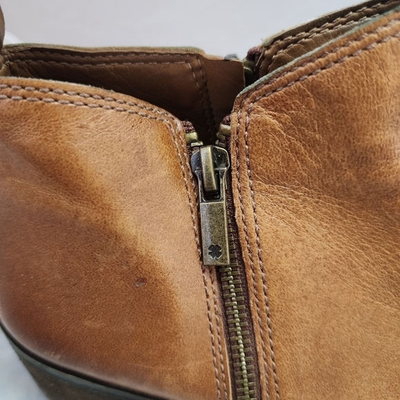 Lucky Brand Basel Heeled Ankle Bootie Boot Brown Leather Women's 7.5 Zip Sides - Picture 9 of 13